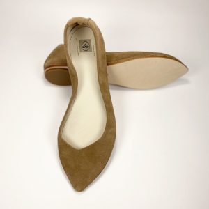 Pointy Ballet Flats Shoes in LIGHT BROWN Italian Suede Leather, elehandmade shoes