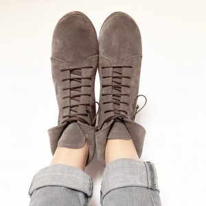 Laced Ankle Boots in Taupe Soft Suede, elehandmade shoes