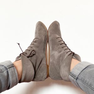 Laced Ankle Boots in Taupe Soft Suede, elehandmade shoes