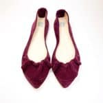 Pointed Flats with Ruffles in Oxblood Italian Leather, Elehandmade Pumps Shoes