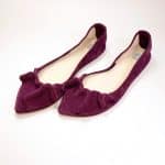 Pointed Flats with Ruffles in Oxblood Italian Leather, Elehandmade Pumps Shoes