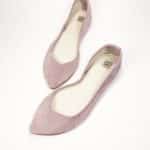 Pointy Ballet Flats Shoes in Rose Quartz Soft Italian Suede Leather, Soft Pink Low Heel Pumps, Elehandmade Shoes
