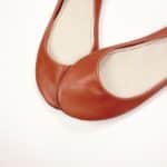 Round-toe ballet flats in warm terracotta red Italian leather with low heel and leather soles – elehandmade shoes