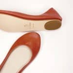 Round-toe ballet flats in warm terracotta red Italian leather with low heel and leather soles – elehandmade shoes