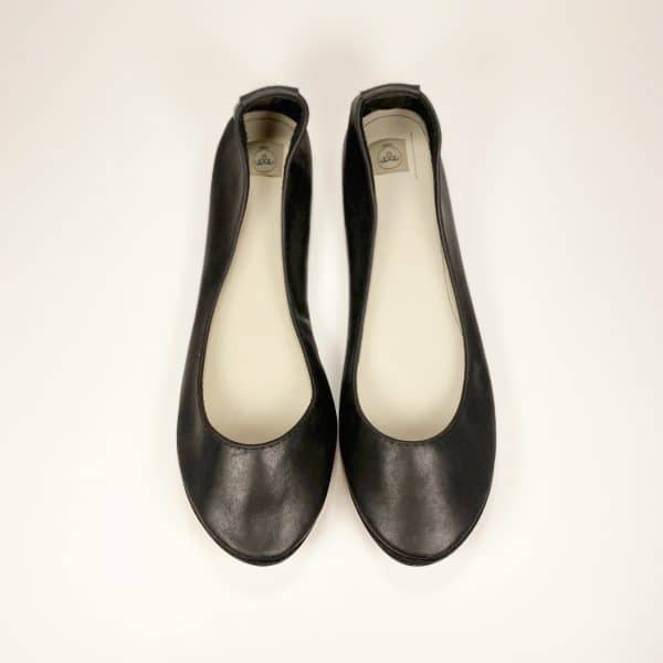 20% OFF SALE ! SIZE 41 ROUND BALLET FLATS IN BLACK SOFT LEATHER