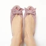Peep Toe Shoes with Bow in Rose Quartz Italian Leather, Bridal shoes in soft leather, shoes for tall brides, elehandmade ballerinas