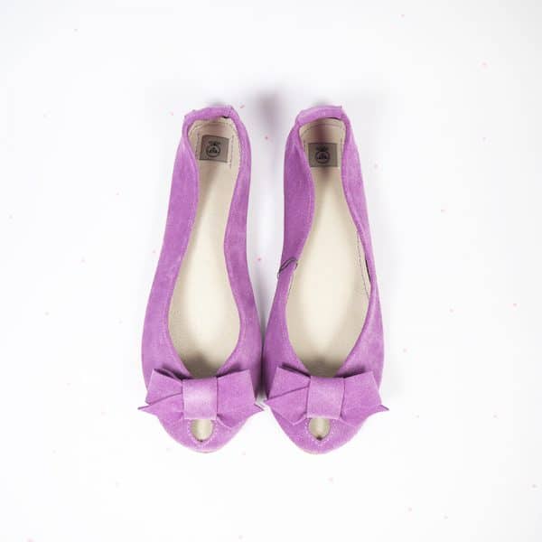 30% OFF SALE! SIZE 45 Peep Toe Shoes with Bow in Orchid Lilac Italian Leather