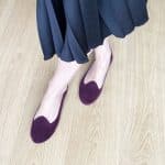 Women's loafers in deep plum suede with sculpted vamp cut and almond toe – elehandmade shoes