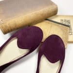Women's loafers in deep plum suede with sculpted vamp cut and almond toe – elehandmade shoes
