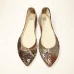 Pointed ballet flats in multi-shade python-effect Italian leather with warm brown and bronze tones – elehandmade shoes