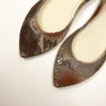 Pointed ballet flats in multi-shade python-effect Italian leather with warm brown and bronze tones – elehandmade shoes