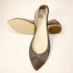 Pointed ballet flats in multi-shade python-effect Italian leather with warm brown and bronze tones – elehandmade shoes