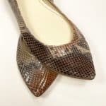 Pointed ballet flats in multi-shade python-effect Italian leather with warm brown and bronze tones – elehandmade shoes