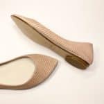 Pointed ballet flats in nude lizard-embossed Italian leather – elehandmade shoes