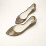 Pointed ballet flats in taupe snakeskin-effect Italian leather – elehandmade shoes