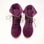 Women's oxblood burgundy suede ankle boots with natural leather sole and lace-up closure, elehandmade shoes, handcrafted in Italy