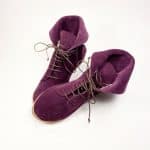 Women's oxblood burgundy suede ankle boots with natural leather sole and lace-up closure, elehandmade shoes, handcrafted in Italy