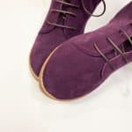Women's oxblood burgundy suede ankle boots with natural leather sole and lace-up closure, elehandmade shoes, handcrafted in Italy