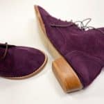 Women's oxblood burgundy suede ankle boots with natural leather sole and lace-up closure, elehandmade shoes, handcrafted in Italy