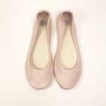 Blush pink leather ballet flats with round toe and soft structure – elehandmade shoes