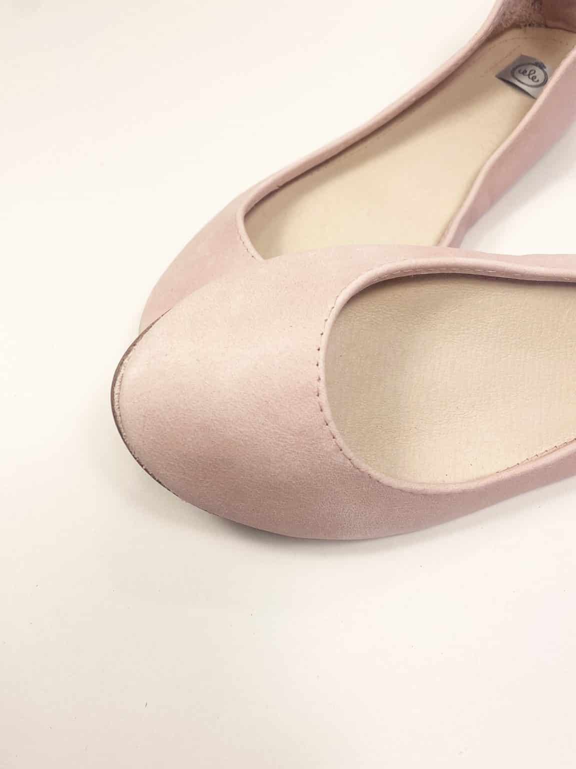 Blush pink leather ballet flats with round toe and soft structure – elehandmade shoes