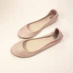 Blush pink leather ballet flats with round toe and soft structure – elehandmade shoes