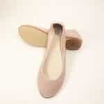 Blush pink leather ballet flats with round toe and soft structure – elehandmade shoes