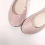Blush pink leather ballet flats with round toe and soft structure – elehandmade shoes