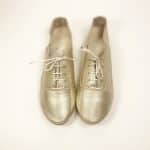 Lace-up flats in soft gold metallic Italian leather – elehandmade shoes