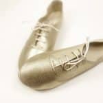 Lace-up flats in soft gold metallic Italian leather – elehandmade shoes