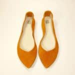 ele handmade pointy flats pumps in tangerine Orange Italian leather