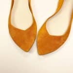 ele handmade pointy flats pumps in tangerine Orange Italian leather