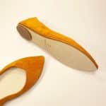 ele handmade pointy flats pumps in tangerine Orange Italian leather