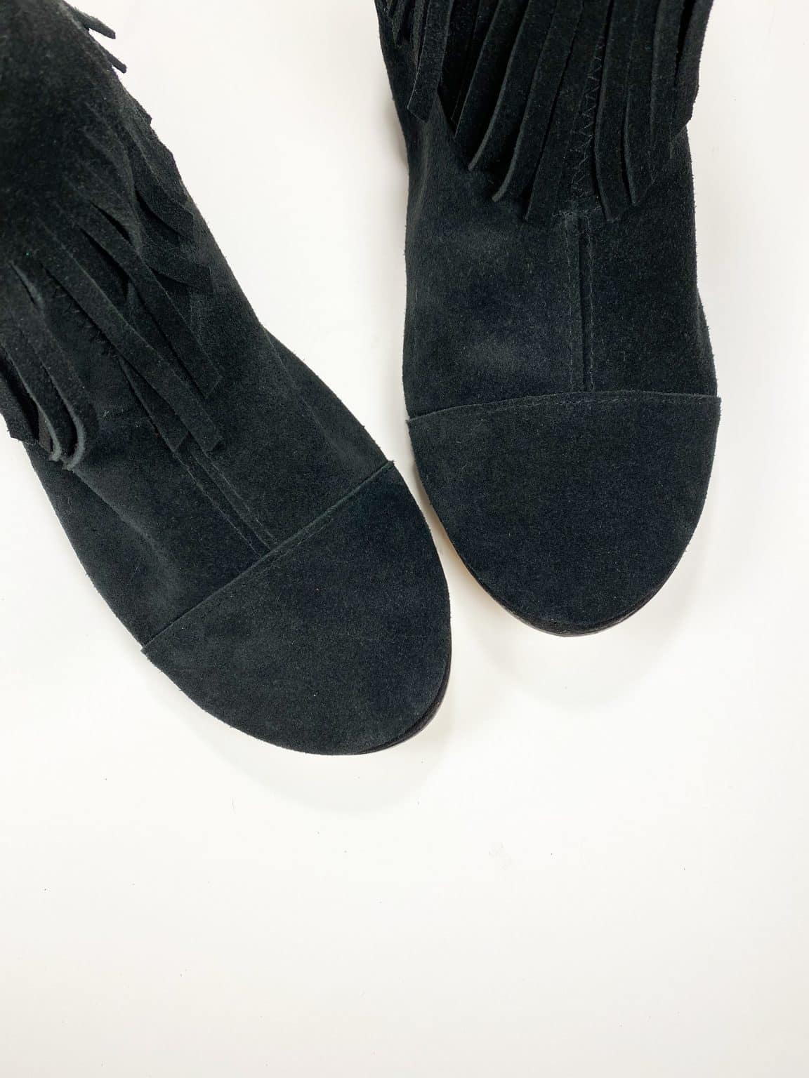 Ankle Booties with Fringes in Black Soft Italian Suede Leather, Elehandmade Boots Shoes, black indian fringed ankle boots, Minnetonka booties