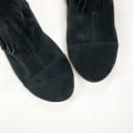 Ankle Booties with Fringes in Black Soft Italian Suede Leather, Elehandmade Boots Shoes, black indian fringed ankle boots, Minnetonka booties