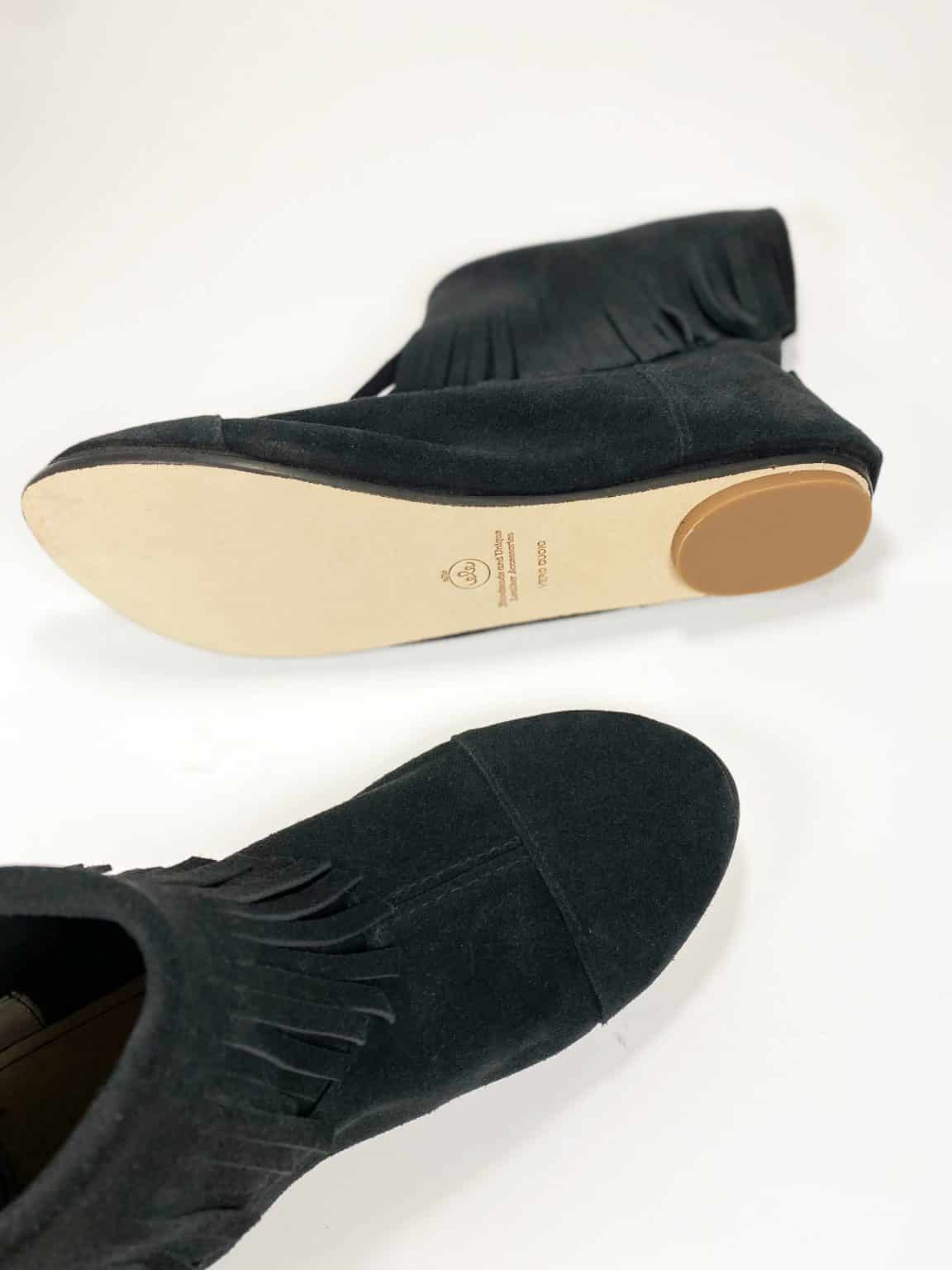 Ankle Booties with Fringes in Black Soft Italian Suede Leather, Elehandmade Boots Shoes, black indian fringed ankle boots, Minnetonka booties