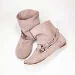 Ankle Boho Boots in Soft Rose Quartz Suede Italian Leather, Pink Floppy Booties, Elehandmade Shoes