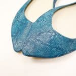 Pointy Flats in Luxurious Textured Teal Exotic Italian Leather, Pump Low Heel in Turquoise Leather, Elehandmade Shoes