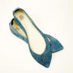 Pointy Flats in Luxurious Textured Teal Exotic Italian Leather, Pump Low Heel in Turquoise Leather, Elehandmade Shoes