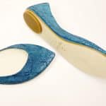 Pointy Flats in Luxurious Textured Teal Exotic Italian Leather, Pump Low Heel in Turquoise Leather, Elehandmade Shoes