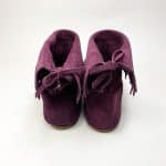 Fringed Ankle Boho Booties in Italian Soft Oxblood Burgundy Suede Leather, Elehandmade Shoes, Indian fringe ankle booties in prune soft suede
