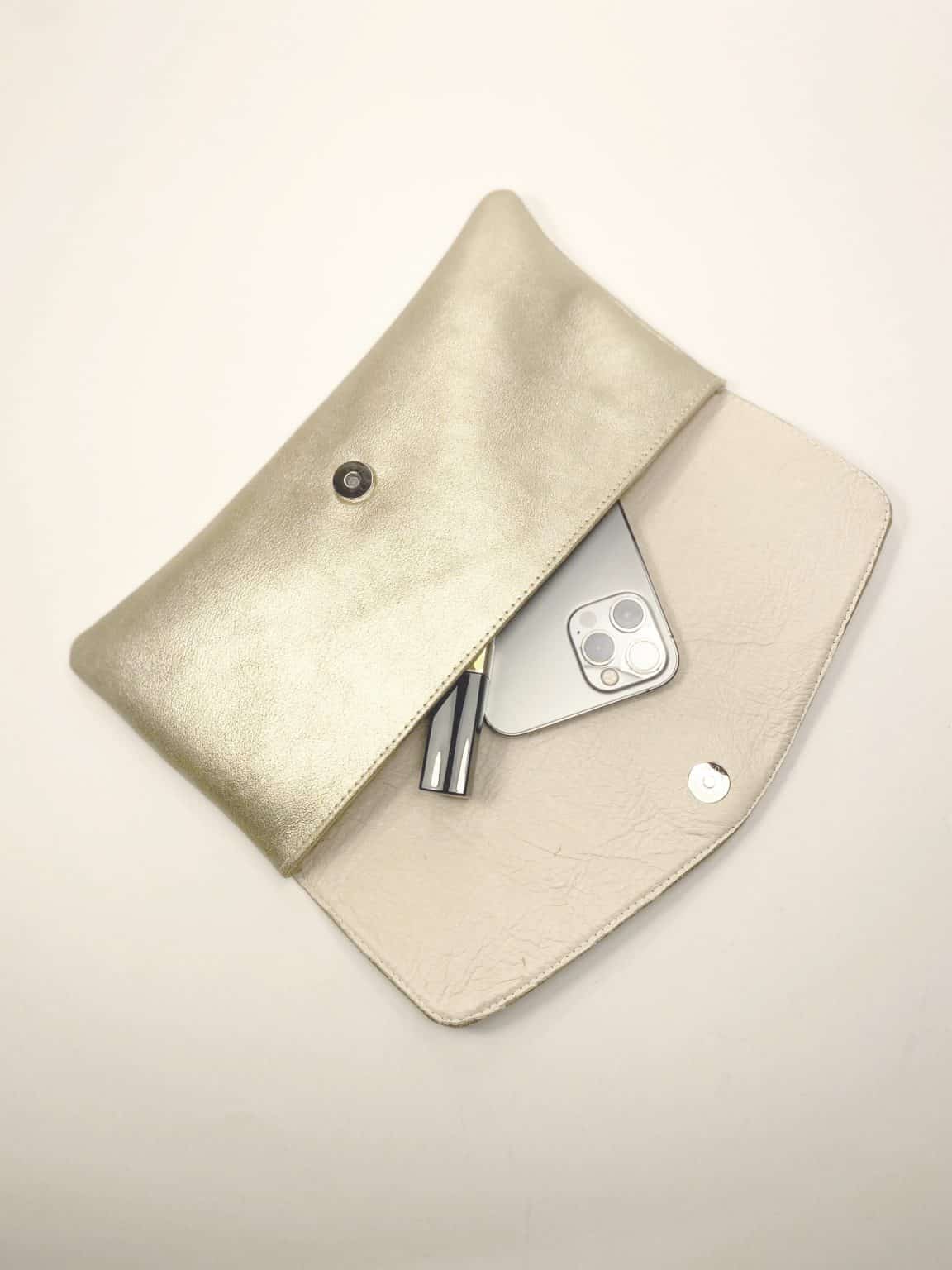 Bridal Purse in White Gold Leather, Matching Shoes Handmade Wedding Clutch Bag, Elehandmade Bridal Handbag
