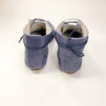 Back view of handcrafted blue leather lace-up shoes, Italian artisan footwear