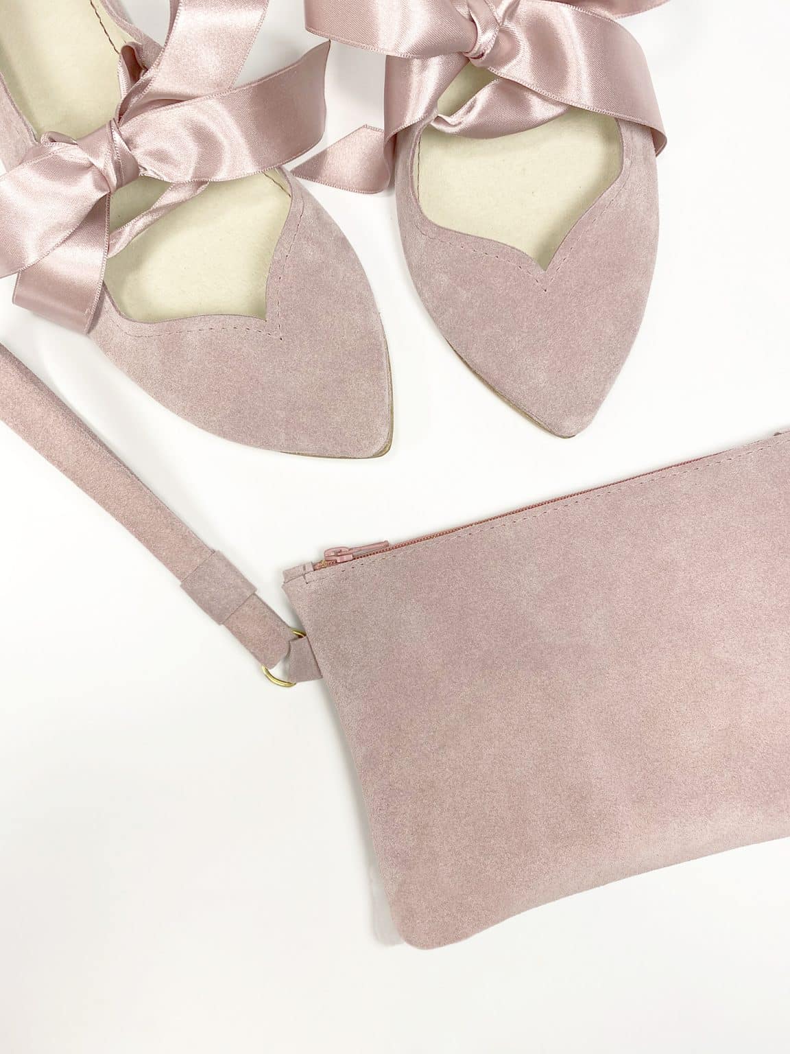 Bridal Purse Clutch in Old Pink Soft Italian Leather, Wedding Matching Purse