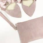 Bridal Purse Clutch in Old Pink Soft Italian Leather, Wedding Matching Purse