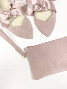 Bridal Purse Clutch in Old Pink Soft Italian Leather, Wedding Matching Purse