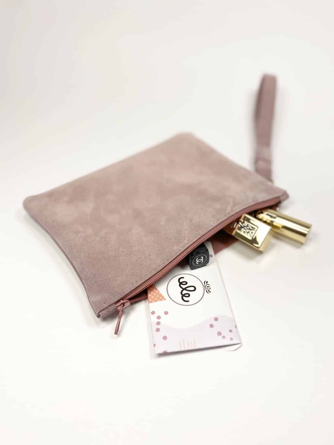 Bridal Purse Clutch in Old Pink Soft Italian Leather, Wedding Matching Purse