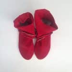 Ankle Booties with Fringes in Soft Red Italian Suede Leather, Elehandmade Boots Shoes, red indian fringed ankle boots, Minnetonka booties