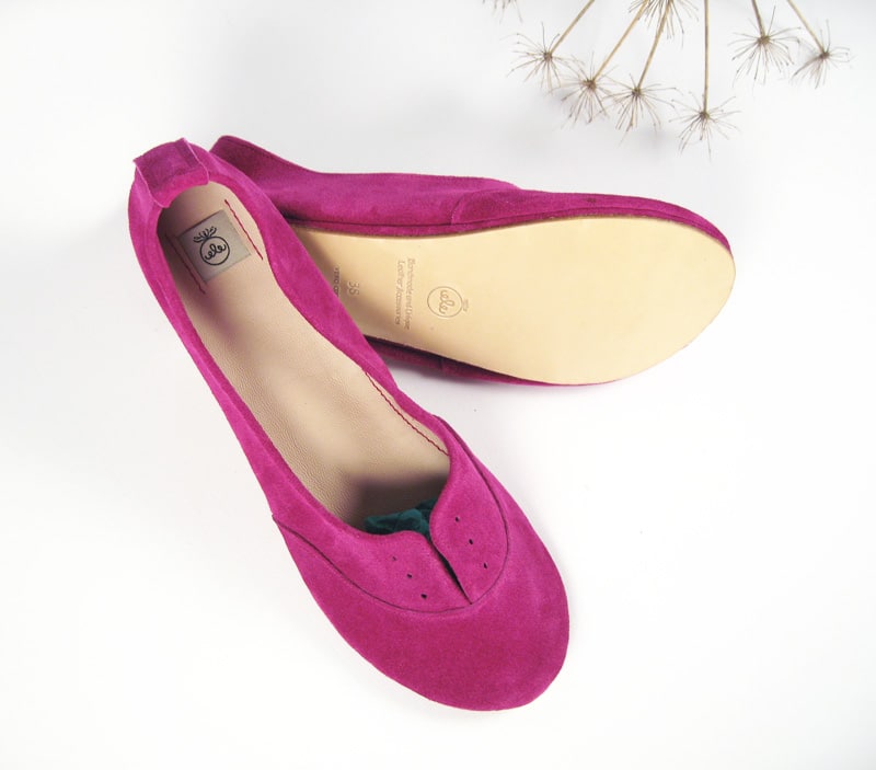 Oxfords Shoes in Cyclamen Pink Italian Soft Leather, Elehandmade Flats Shoes
