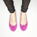 Ballet Flats Shoes in Cyclamen Italian Leather, Scalloped Ballet Flats, Elehandmade Shoes